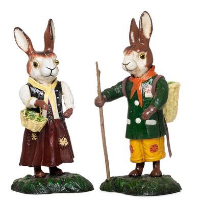 Hasen Pärchen Paar Osterhase Mann Frau Deko Antik Stil Vintage Retro Ostern