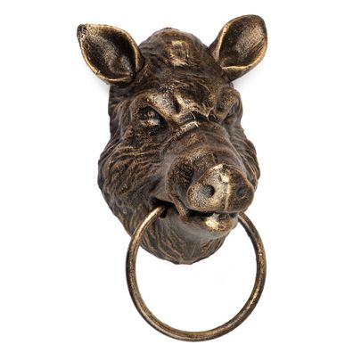 Rustikaler Handtuchhalter Wildschwein Gusseisen antik Vintage-Look Wanddeko