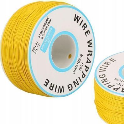 Rosfix Kynar Kabel AWG30 0,25mm Gelb – 200m Länge | 300V PVC-Isolierung