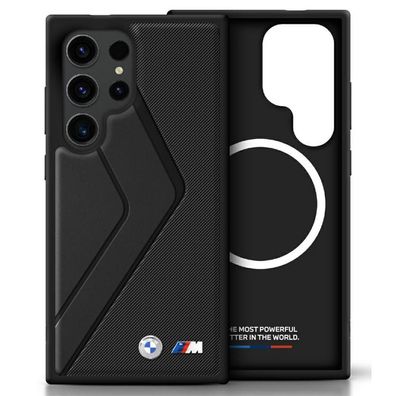 Handyhülle Galaxy S25 Ultra BMW MagSafe geprägt Kunstleder schwarz Logo Metall
