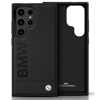 Handyhülle Galaxy S25 Ultra BMW Echtleder schwarz Logo Metall
