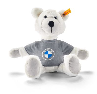 BMW Teddy Steiff mit Mütze Plüschtier Kuscheltier Grau T-Shirt
