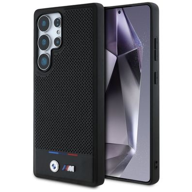 Handyhülle Galaxy S25 Ultra BMW Kunstleder gelocht schwarz MagSafe Logo Metall