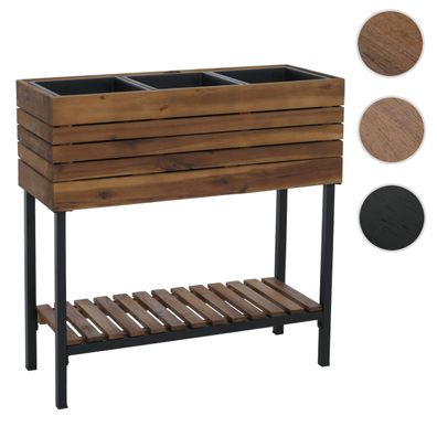 Hochbeet HWC-P84, Pflanzbeet Pflanzkasten, Ablage Outdoor Akazie Holz 79x80x31cm