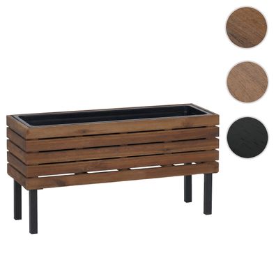 Pflanzkasten HWC-P84, Blumenkasten Outdoor Stahl Akazie 36x62x22cm