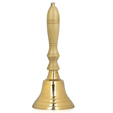 Tischglocke Messing mit Holzgriff 29 x 11,5 x 11,5 cm - Handglocke Retro Design - Glo