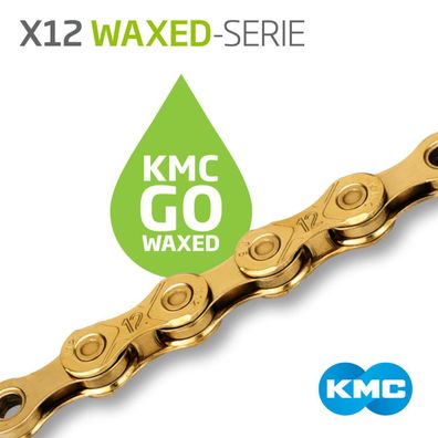 KMC Kette X12, 12-fach, 126 Glieder, Ti-N Gold, waxed, Mod.2026
