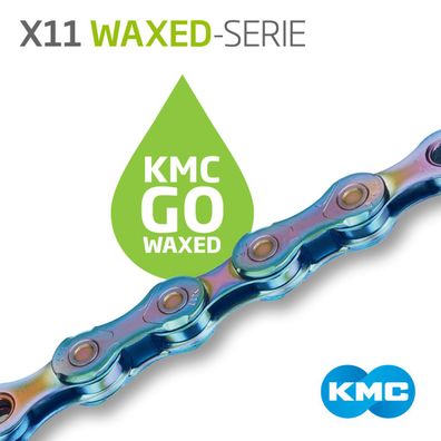 KMC Kette X11, 11-fach, 118 Glieder, Aurora-Blue, waxed