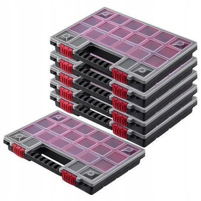 KADAX Organizer, Werkzeugkasten aus Kunststoff, mit Deckel, 34 x 25 cm, 6 Stück