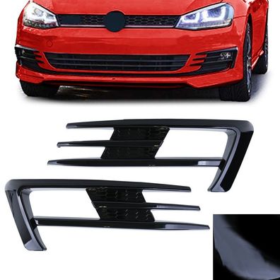 Nebelscheinwerfer Rahmen Gitter GTI Look Schwarz Glanz für VW Golf 7 2012-2016