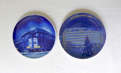 2 Weihnachtsteller Tietz Schocken Kaufhof 1992 Chemnitz 1993 Widmung Geschäftsleitung