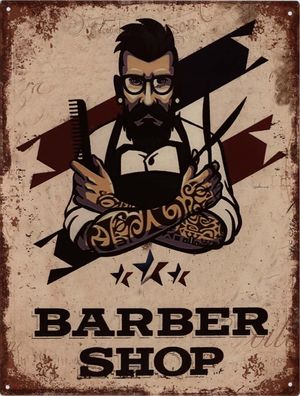 Moritz Retro Deko Blechschild Barber Shop Vintage-Design Metall Schild