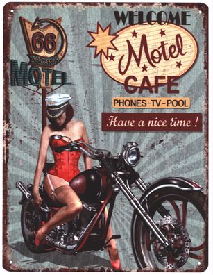 Moritz Blechschild Motel Have a nice time! Deko Schild Aufschrift Dekorations 25 x 33