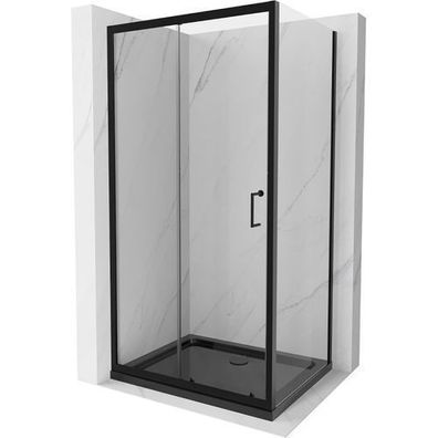 Mexen Apia Duschabtrennung 130x100cm & Wanne, Schwarz, Gehärtetes Glas