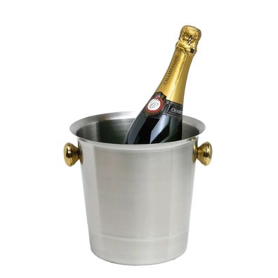 Flaschenkühler 5L Edelstahl Matt Gold Griffe Sektkübel