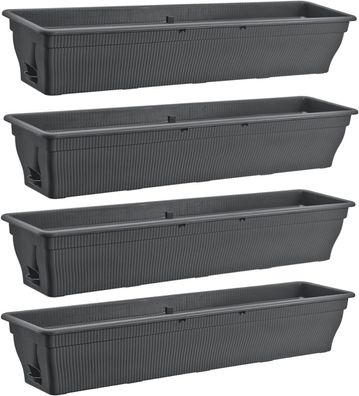 4x Blumenkasten 100cm Balkonkasten Wasserspeicher Pflanzkasten Anthrazit 7016