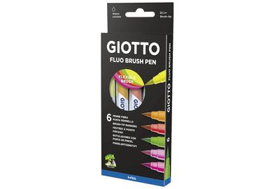 GIOTTO Pinsel-Fasermaler "Turbo Soft Brush Fluo" 6er Etui 666075