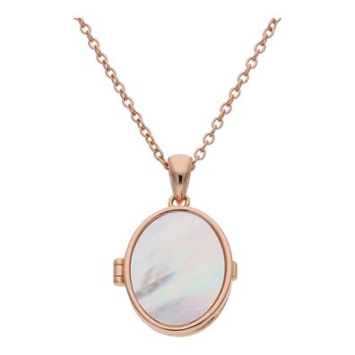 Medaillon Kette Silber 925 Roségold plattiert Perlmutt JL53-05-0083 JuwelmaLux