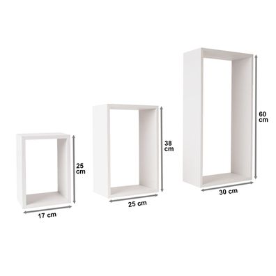 3er Wand-Regal in versch. Farben 60 x 38 x 25 cm