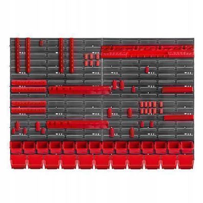 KADAX Werkstattwandregal, Wandplatten, 116 x 78 cm, Rot, 70 tlg