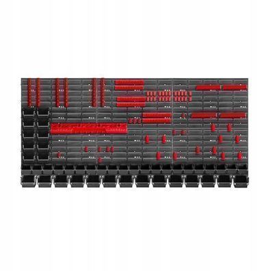 KADAX Werkstattwandregal, Wandplatten, 174 x 78 cm, Rot und Schwarz, 110 tlg