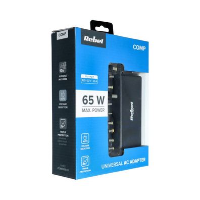 Rebel Reiseladegerät Universal 65W Ladegerät 8 Stecker Netzkabel Netztei