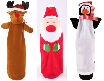 Flaschendekoration Weihnachtsmann Elch Pinguin Flaschenkostüm Weihnachtsdeko