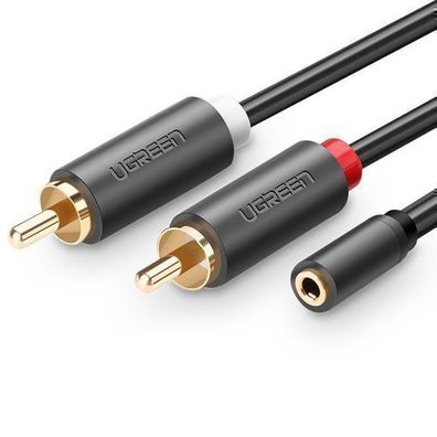 Ugreen AV102 3,5mm Klinke auf 2RCA Audio Kabel 0,25m - Grau