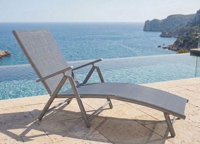 Sonnenliege RIO Grau Gartenliege Liegestuhl Relaxliege Strandliege Liege
