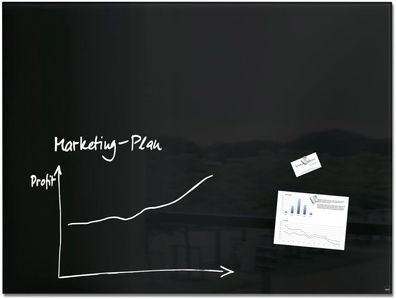 SIGEL GL210 Premium Glas-Whiteboard 120x90 cm schwarz hochglänzend, SGS geprüft, einf