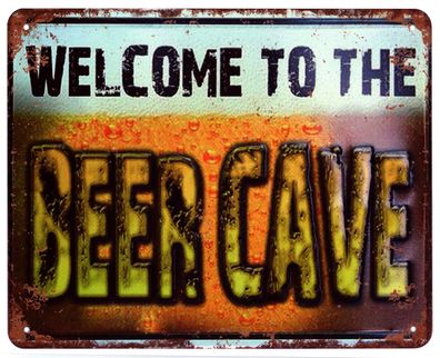 Moritz Blechschild Welcome to the Beer Cave Bier Höhle Deko Schild mit Aufschrift 20x