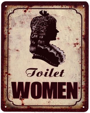 Moritz Blechschild Toilet Women Frauenkopf Deko Schild Aufschrift Dekoration 20 x 25