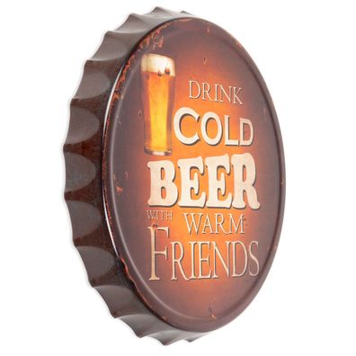 Moritz Blechschild Kronkorken Drink Cold Beer With Friends Deko Schild Druck 33 x 33