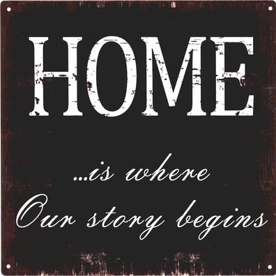 Moritz Retro Deko Blechschild where our Story begins Vintage-Design Metall Schild