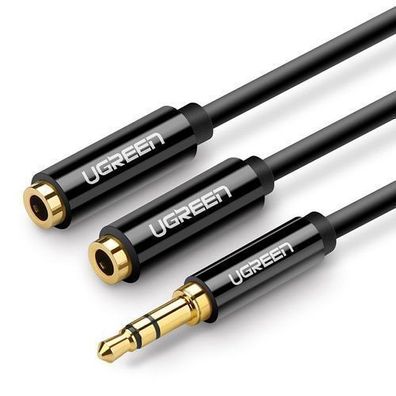 Ugreen 3,5 mm Audio Y-Adapter Kabel 25cm, Schwarz - Kopfhörer Splitter für AUX (
