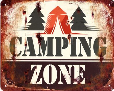 Moritz Blechschild Camping Zone Deko Schild Aufschrift Dekoration Aufdruck 20 x 25