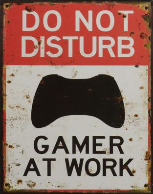 Moritz Blechschild Dekoschild Gamer at Work Eingang Nostalgie Vintage 40 x 25 cm 778