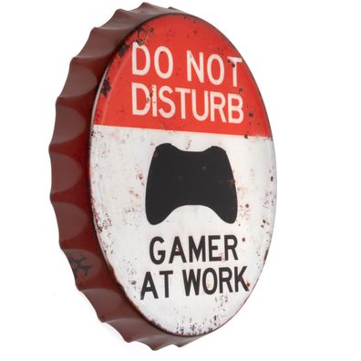 Moritz Blechschild Kronkorken Gamer at Work Deko Schild mit Druck 33 x 33