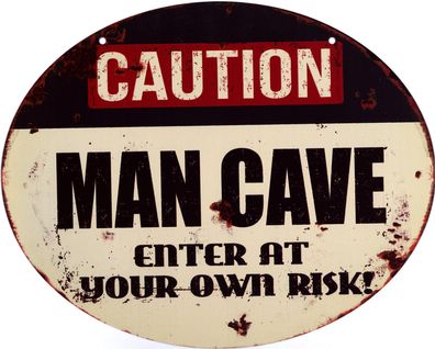 Moritz Blechschild Man Cave Zutritt Eigene Gefahr Deko Schild mit Aufschrift 20 x 25