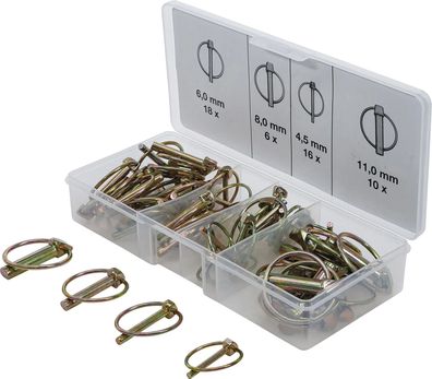 Klappsplinte-Sortiment 50-tlg. verzinkt 4,5-11 mm Kasten