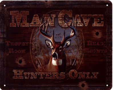 Moritz Blechschild Man Cave Hunters Only Reh Deko Schild Aufschrift Dekoration 20 x
