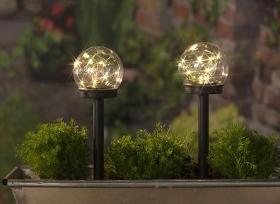 Solar-Kugel-Set 10 cm 2er-Pack IP44 wetterfest 2800K