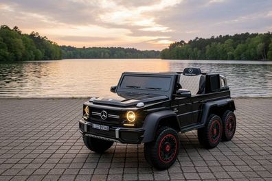 Elektro Kinderfahrzeug "Mercedes G63 AMG 6x6" - 2,4Ghz+Ledersitz+EVA-Schwarz