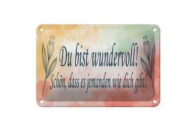 Blechschild du bist wundervoll schön das es, 4 versch Größen, Spruch