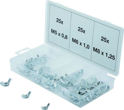 Flügelmuttern Sortiment 75-teilig M5 M6 M8 verzinkt