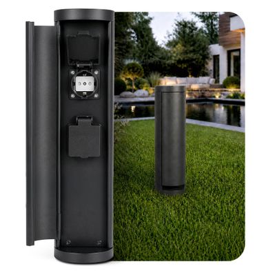 SSC-LUXon PALISO Steckdosensäule 2-fach Außen IP44 schwarz 39,5cm