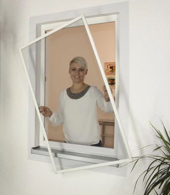 Fliegengitter Fenster 100x100 cm weiß mit Rahmen zuschneidbar