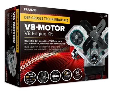 Großer Technikbausatz V8 Motor Modell mit Sound und 250 Teilen