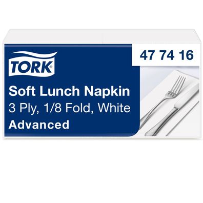 Tork Soft Lunchservietten Weiß 3-lagig 1/8 Falz 1500 Stk 33 cm