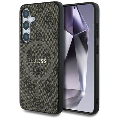 Handyhülle Galaxy S25 Plus Guess Kunstleder braun MagSafe Logo